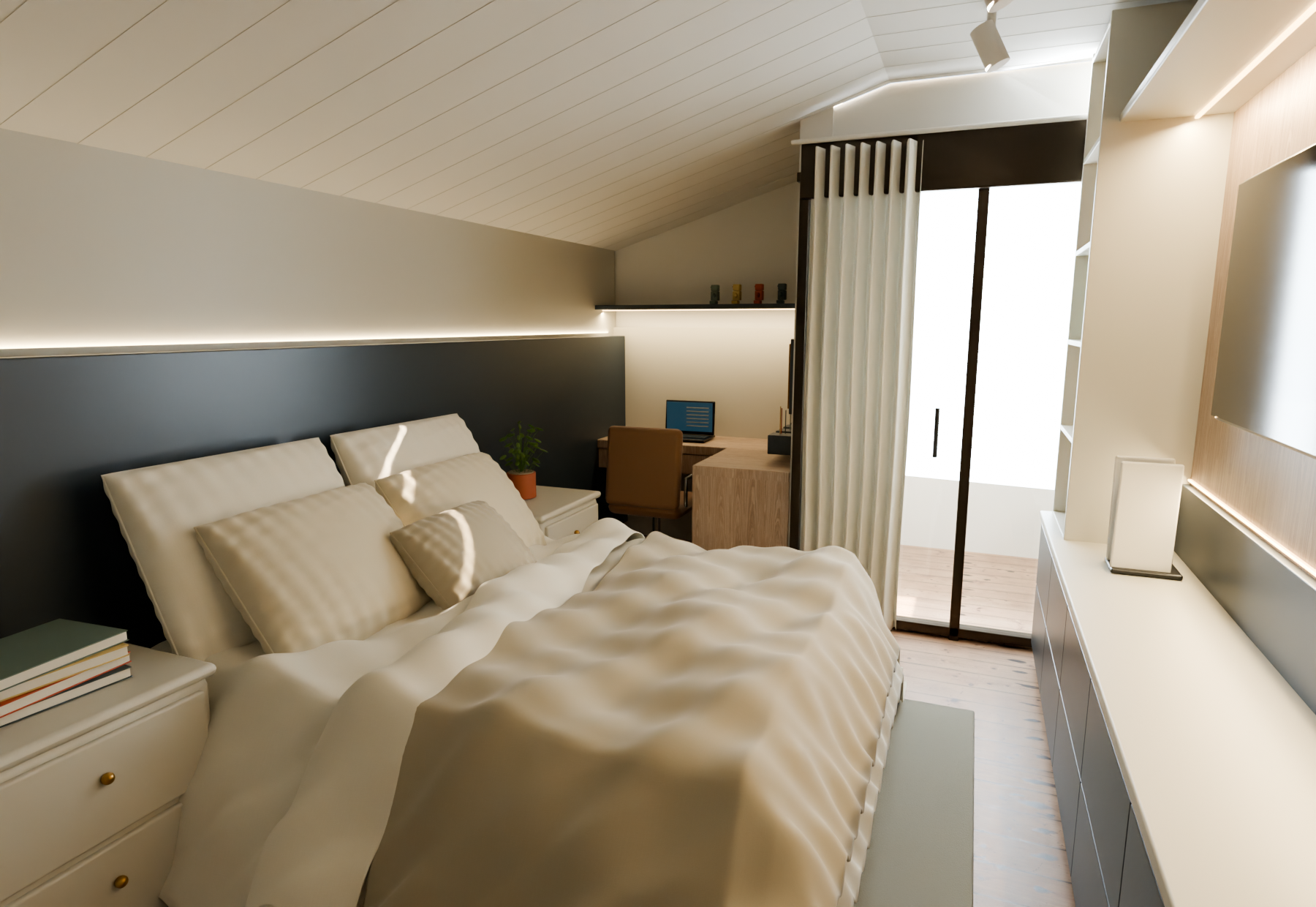 Realistic view of the original bedroom
